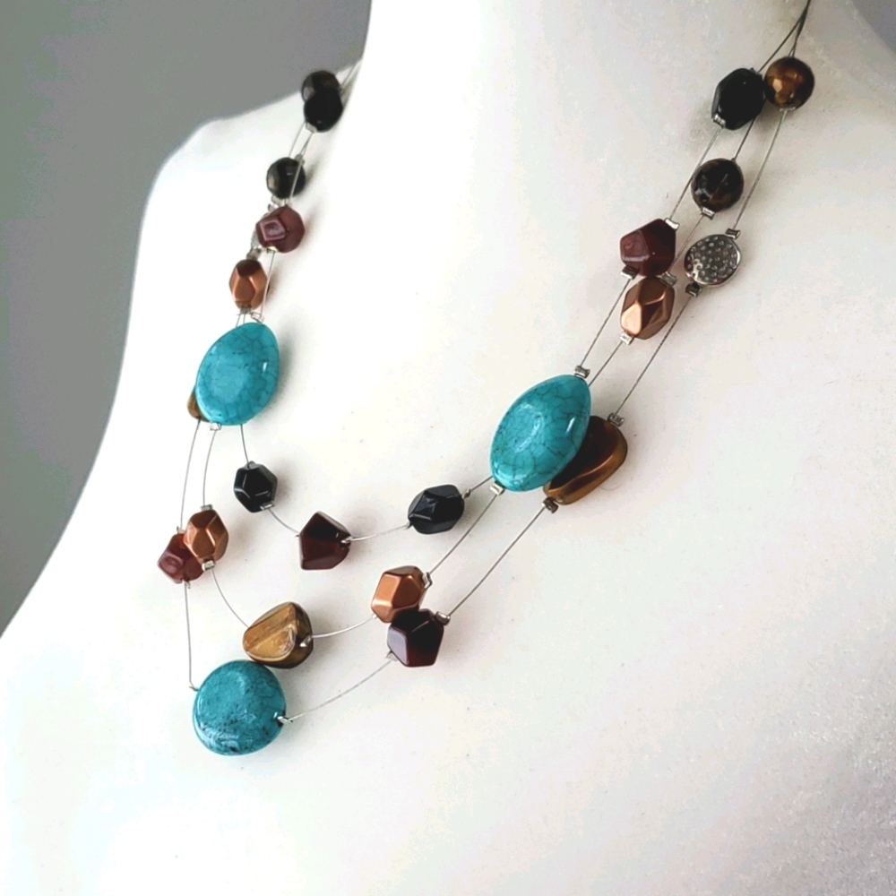 Chico's Turquoise & Copper Necklace - Picture 2 of 3